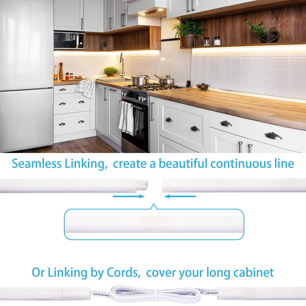 Under Cabinet Lights, Plug in, Seamlessly Linkable 12 Inch, 6 Bars+Switch+Extensions, Under Counter Lighting