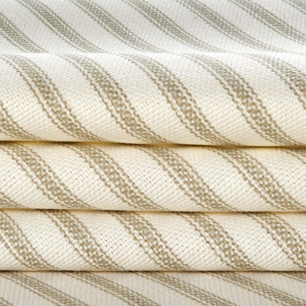 Vertical Ticking Stripe Cotton Duck Ivory/Tan, Fabric by the Yard