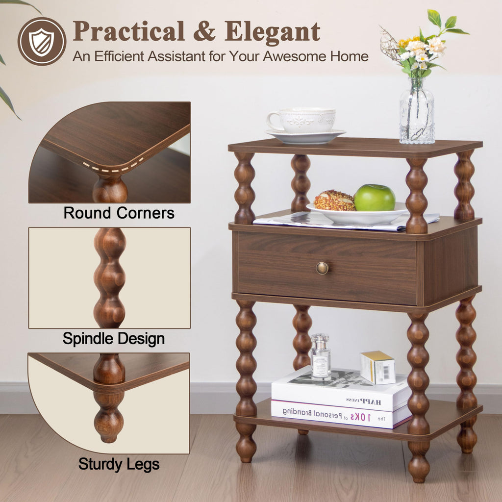 Mid Century Modern Nightstand, Bedside Table with Storage, End Table