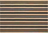 Outdoor Patio Rug 5'x7', Black and Tan Striped Outdoor Rugs Machine Washable Area Rugs Cotton Hand W