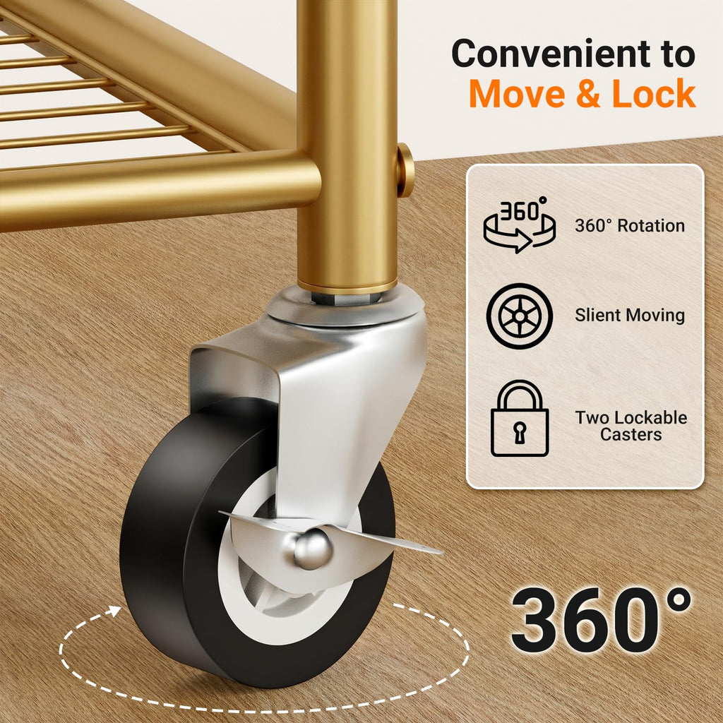 Small Clothes Rack with Shelves, Metal Sturdy Rolling Clothing Racks for Hanging Clothes, Portable Garment Rack with