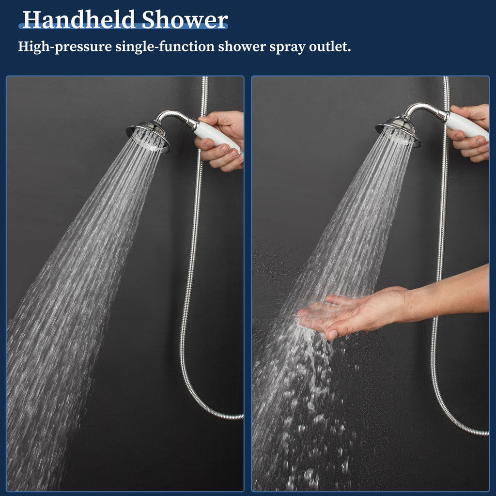 Rainfall Shower Head Set Wall Mount Shower System Vintage Shower Fixtures Set 8 Inch Overhead Shower Kit 2 Function
