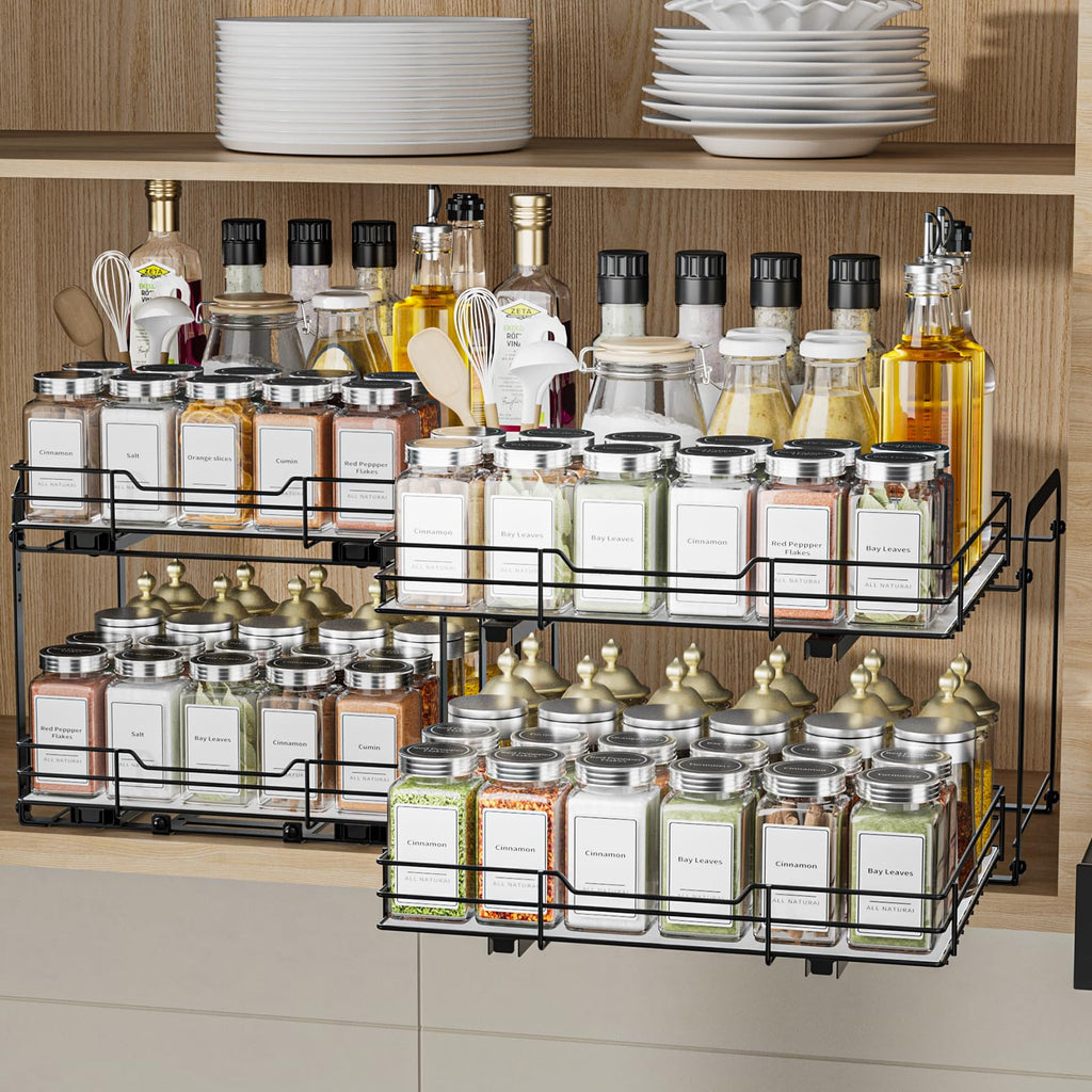 Pull Out Spice Rack, Spice Rack Organizer, Pull Out Spice Racks for Inside Cabinets, Height Adjustable Heavy