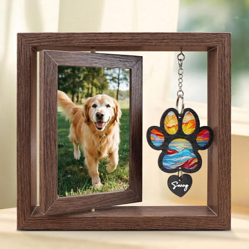 Dog Memorial Picture Frame, 4x6 Wooden Frame, Pet Loss Gift, Paw