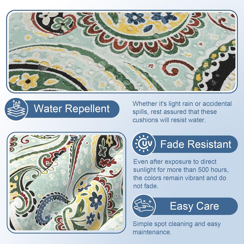 Outdoor Chair Cushions Furniture Set of 4, Water Repellent Patio Chair Cushions 17"x16" with Ties, U-Shaped Dining
