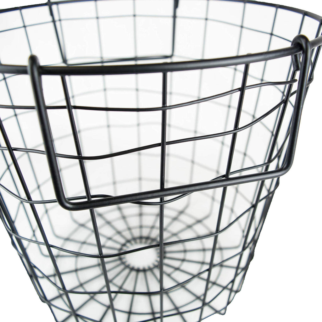 Metal Wire Utility Storage Bin, Small Round, 12x12x10", Black