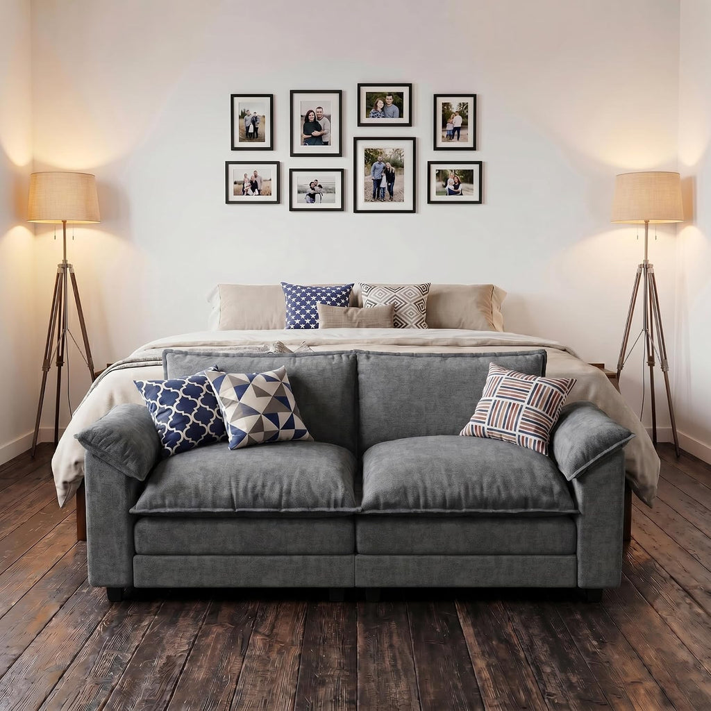 80" Modular Sectional Sofa, Loveseat Sofa Couch with Double-Layer Cushion, DIY Combination Chenille Deep 2-Seat Cloud