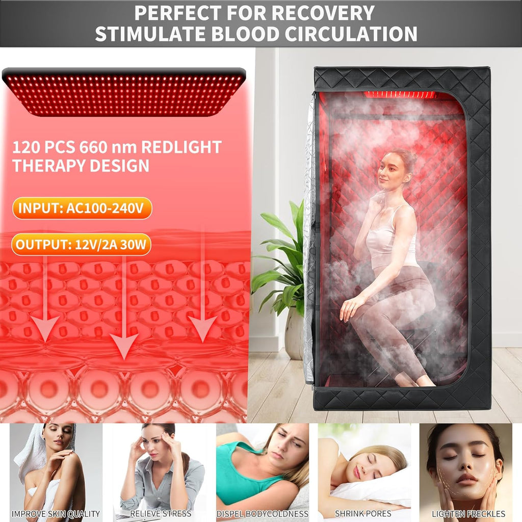 Infrared Red Light Therapy Sauna, Portable Steam and Infrared Sauna for Home, Full Body Sauna Tent for Relaxation