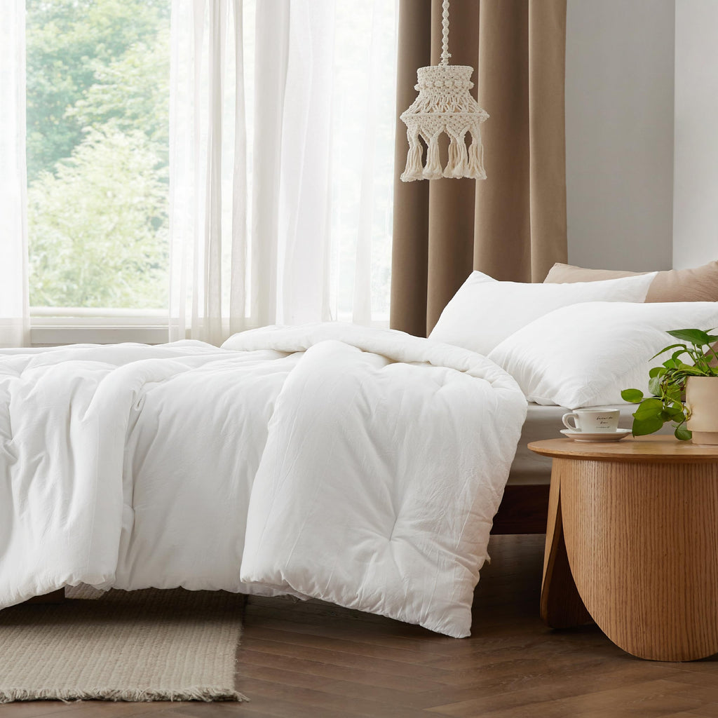 PureWoven Cotton Comforter Set Prewashed, White