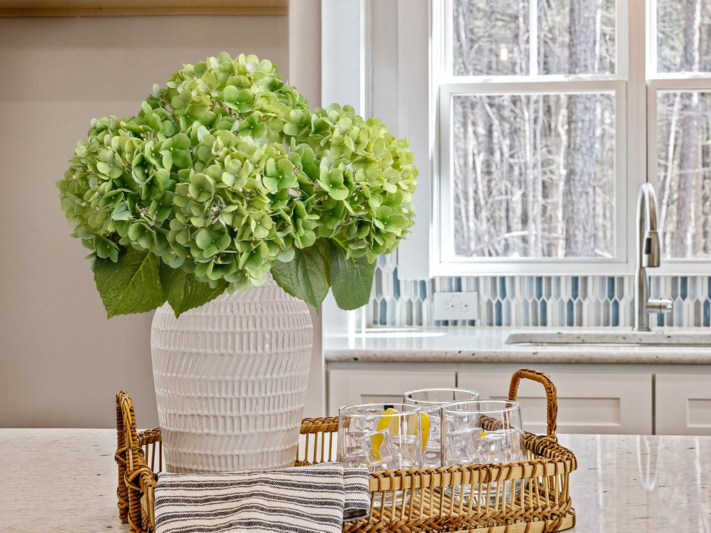 4PCS Green Fake Real Touch 20'' Lifelike Latex Artificial Hydrangeas for Spring Home Decor Outdoor Garden Porch
