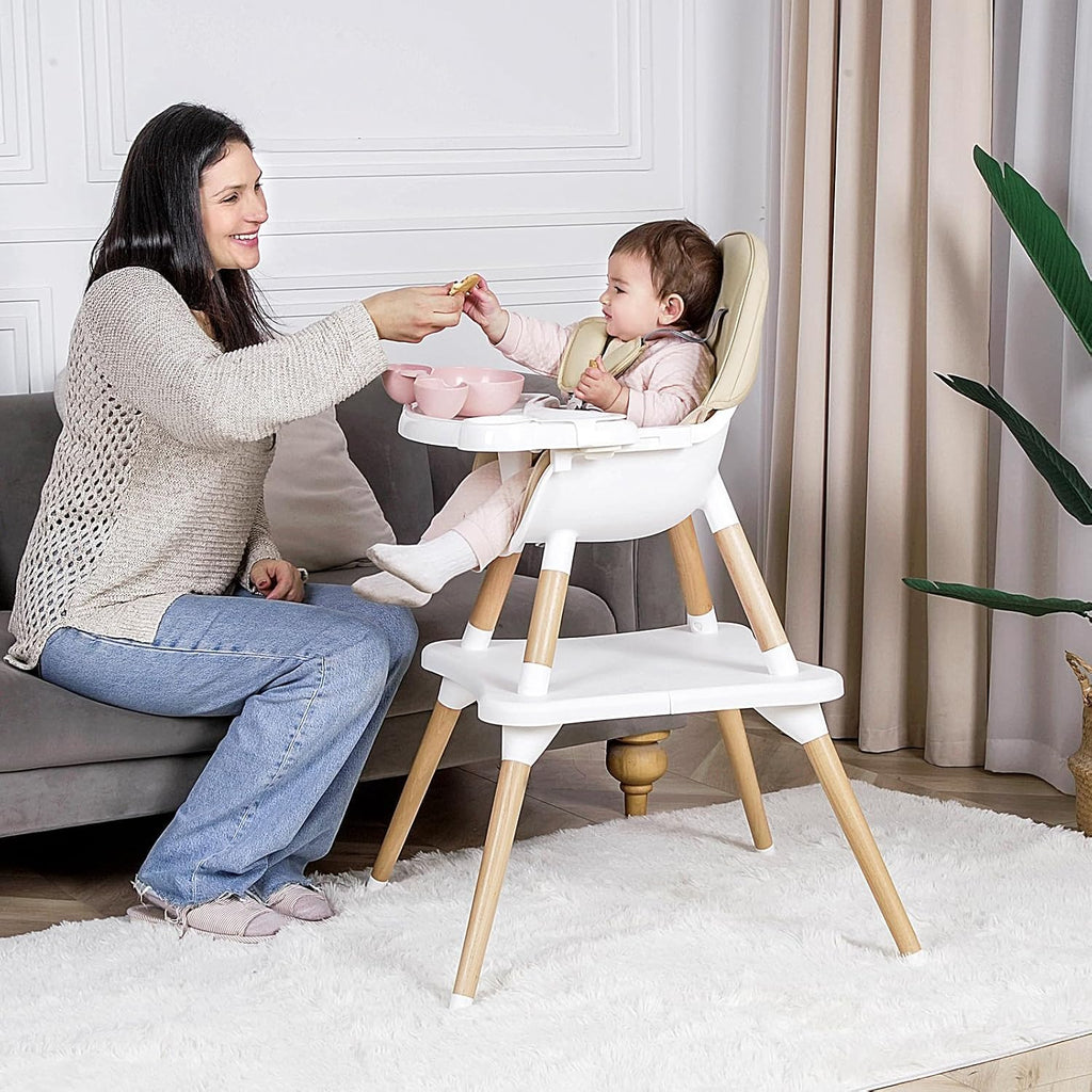 6 in 1 High Chair for Babies & Toddlers, Convertible Wooden Baby Highchair | Table and Chair Set, Baby Feeding Chair