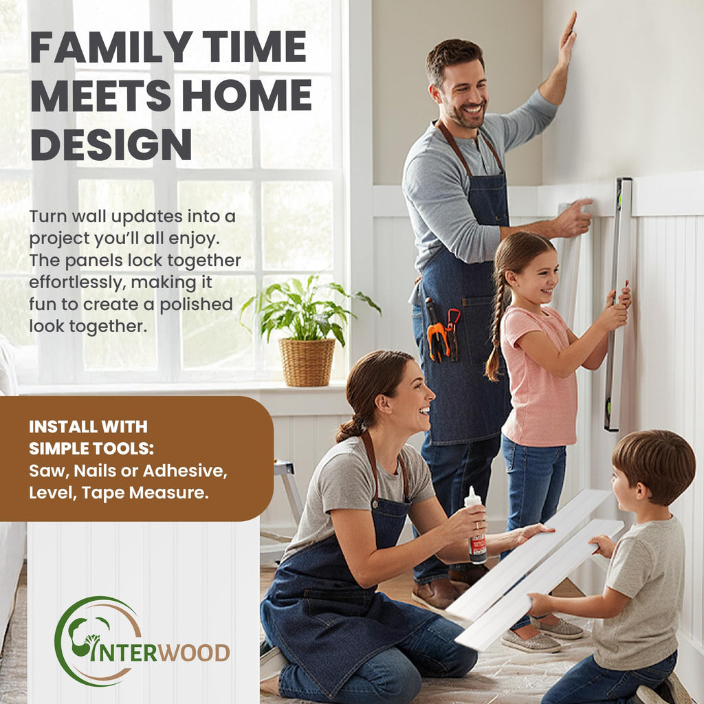 Primed Beadboard Wainscoting Panels - 32" Tongue & Groove Pine Planks