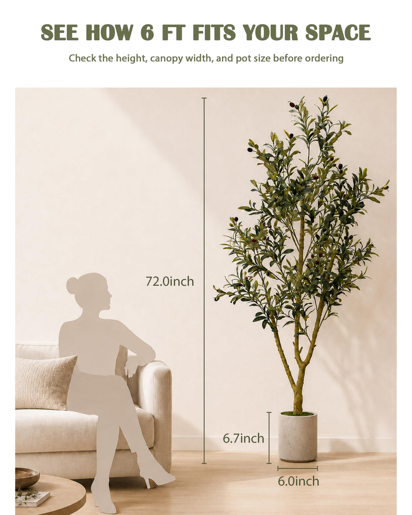 Faux Olive Tree 6ft, Artificial Olive Tree for Indoor Decor