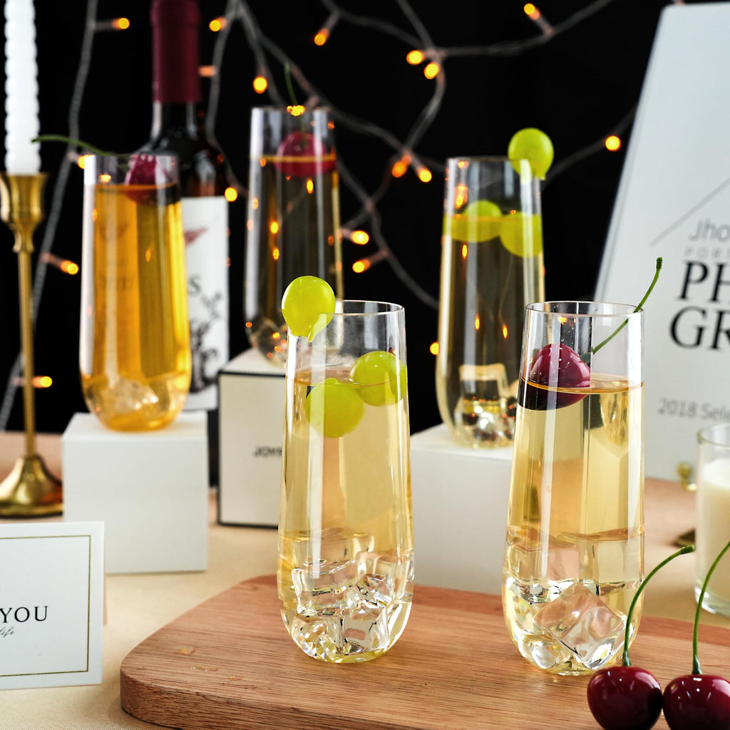 48 Pack 9 oz Clear Stemless Plastic Champagne Flutes