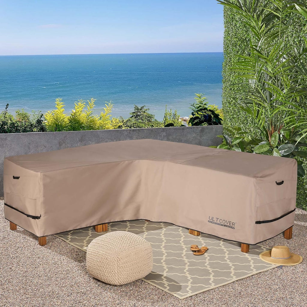 Patio V-Shaped Sofa Cover Waterproof for 5-Seater Outdoor Sectional Furniture Couch 85 inch Wide