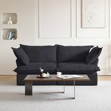 Modern Couch for Living Room, Love Seat Modular Sectional Sofa, Cushion Covers Removable, Comfy Convertible Sectional Couches, Two Corners Sofa for Living Room Bedroom Office Apartment (Black) A124-B0CLZJR2QS