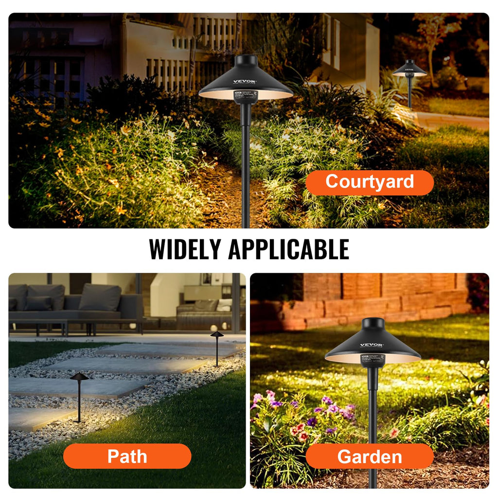 12 Pack Low Voltage Landscape Path Lights, 3W /DC Outdoor LED Pathway Lighting, 3000K Warm White