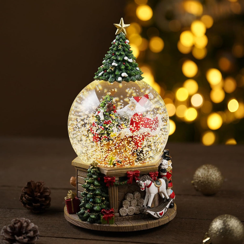 Lighted Christmas Tree Snow Globe Music Box Xmas Gifts Home Decoration