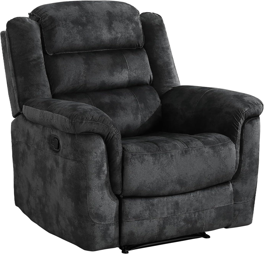 Manual Recliner Chair, Soft Fabric Recliner Sofa with Overstuffed Armrest and Backrest , Grey