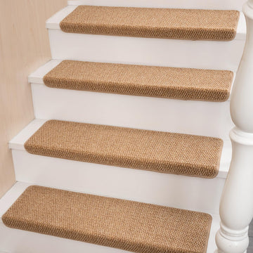 Bullnose Carpet Stair Treads Faux Sisal for Wooden Steps Indoor