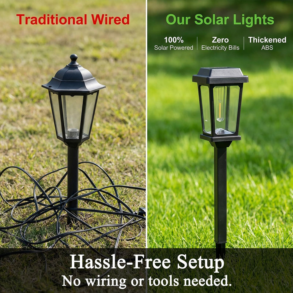 12 Pack Solar Lights Outdoor, Modern Solar Pathway Lights Outdoor, Waterproof Auto On/Off Garden Lights for Yard
