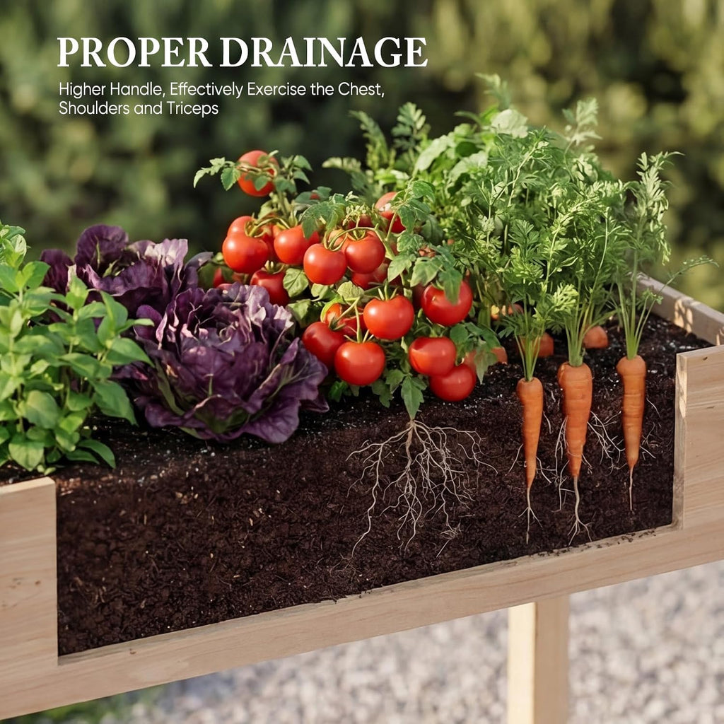 72x23x30 Inch Raised Garden Bed, Elevated Wood Planter Box with Legs | Elevated Garden Bed with Liner for Herbs