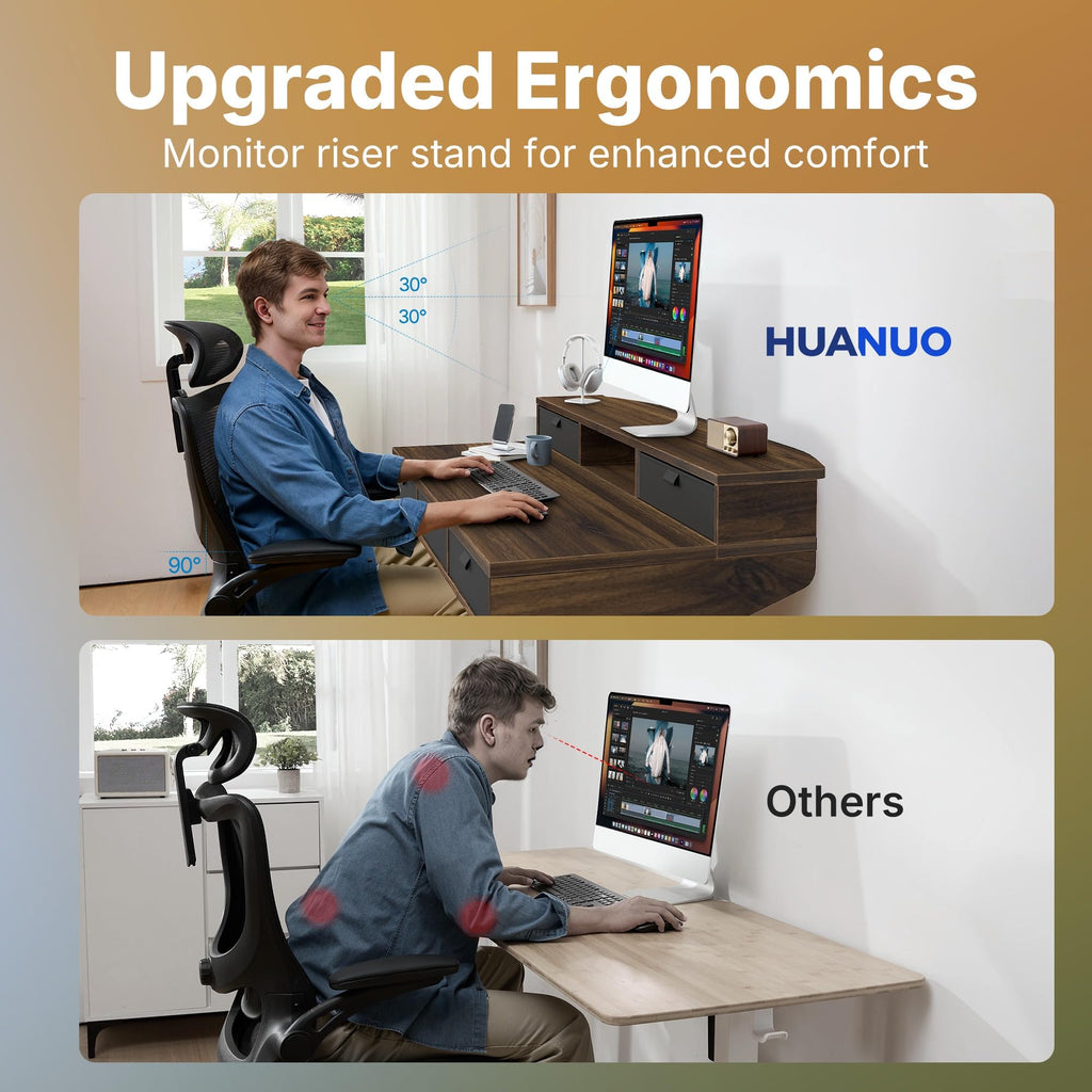 48 x 24 Inch Electric Standing Desk with 4 Drawers, Walnut
