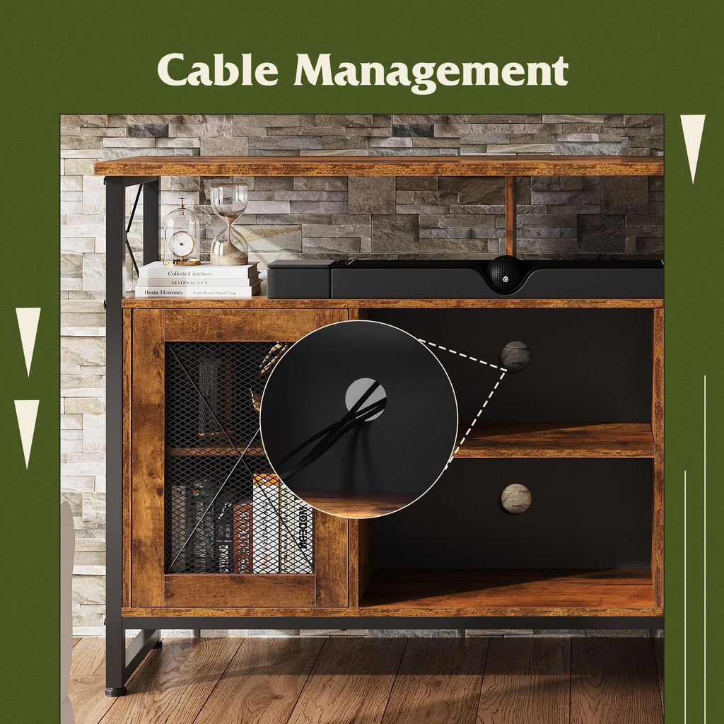 TV Stand 55 inch TV, Tall Entertainment Center with Storage, Farmhouse Industrial TV Console Living Room, Rustic Brown