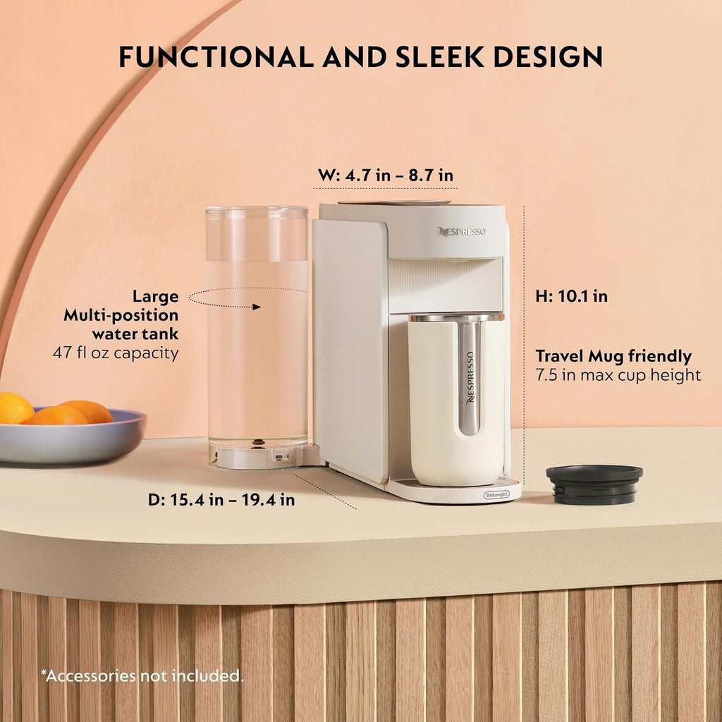 Vertuo Up Coffee Machine with Milk Frother, White | Coffee and espresso maker by with 3 second start and iced mode.