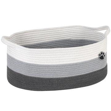 Dog Toy Basket, 30L Toy Box and Bin for Dog Cat Storage, 19.7" X 11" X 7.9" Large Woven Rope Basket for Blankets