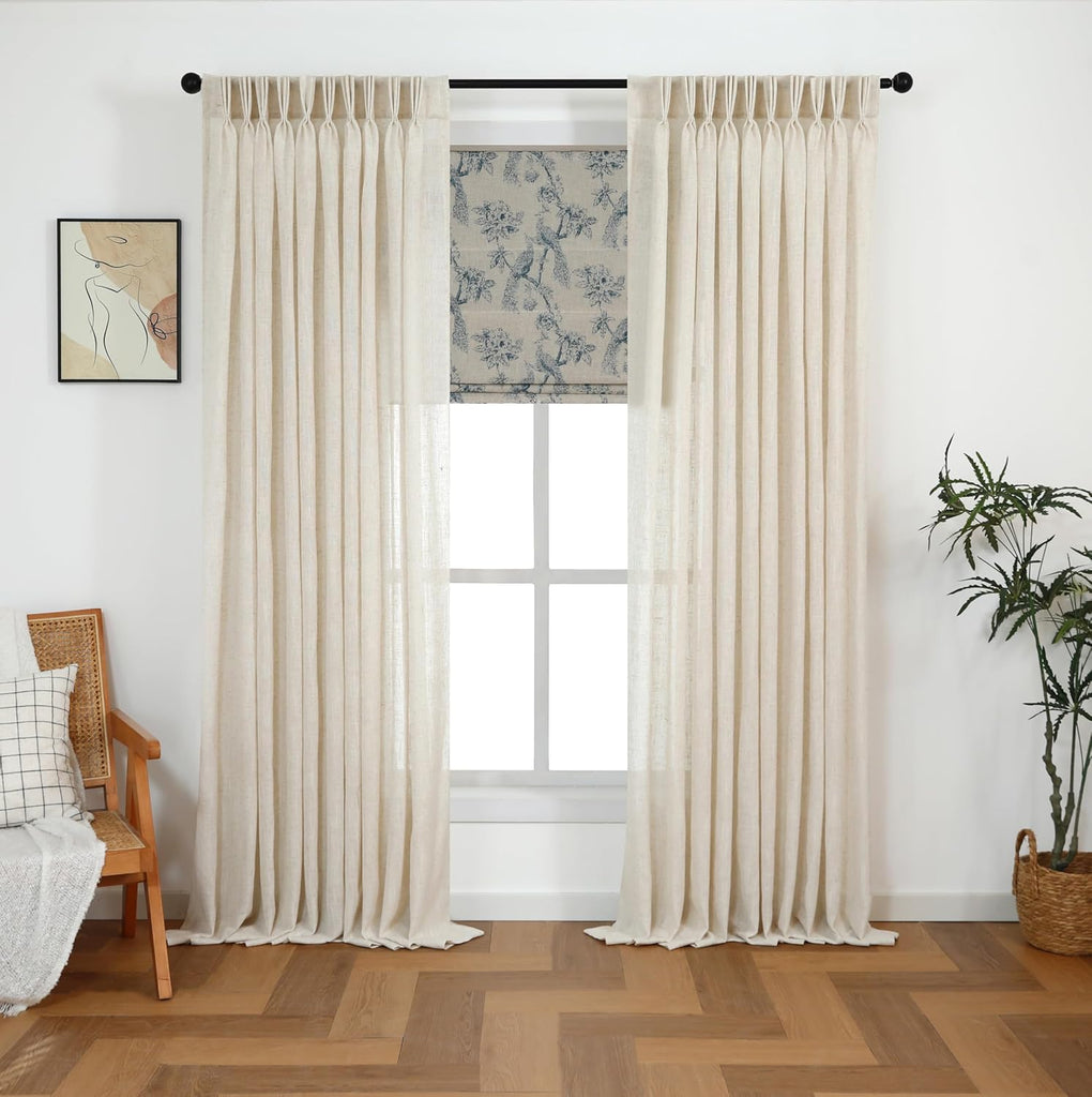 Peacock Cordless Blackout Roman Shades, Linen Blended Dual Layer Window Treatment for Bedroom Living Room, 23" W x