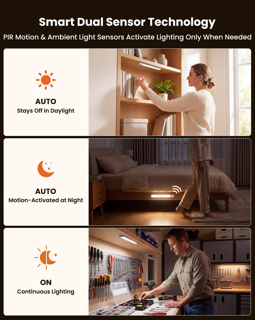 10inch Under Cabinet Lighting: Motion Sensor Led Lights 4 Pack