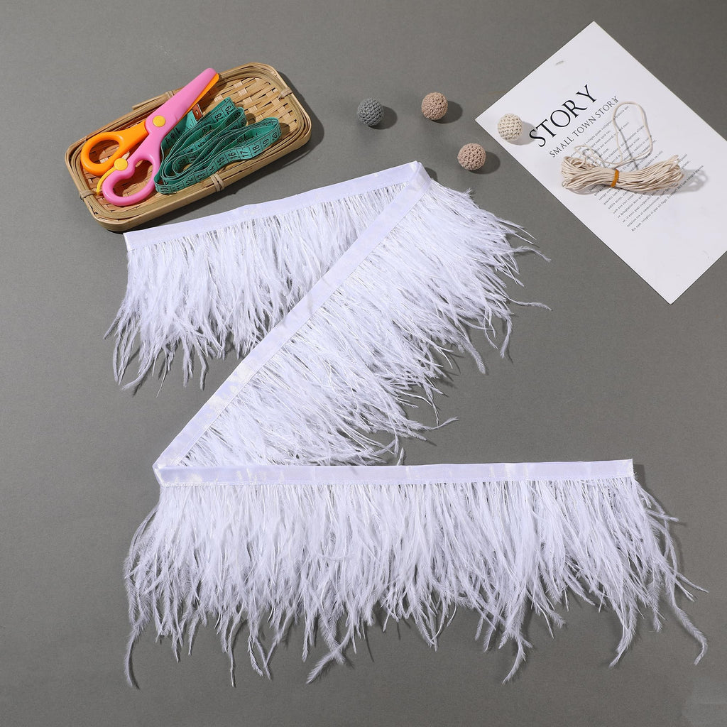 White Ostrich Feather Trim, 4 Inch 2 Yards