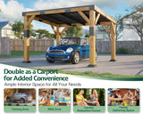 10' x 12' Cedar Wood Gazebo with Sloped Galvanized Steel Roof, Hardtop Gazebo Pavilion with Durable