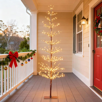 6FT 325L Lighted Starlit Tree, Warm White, Festival, Party, and Christmas Decoration, Indoor and Outdoor Use, Brown