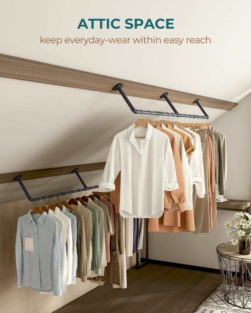 65.7" Heavy Duty Industrial Pipe Clothes Rack for Hanging Clothes