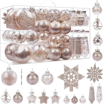 Christmas Tree Ornaments Clear Set, Champagne - Set of 100