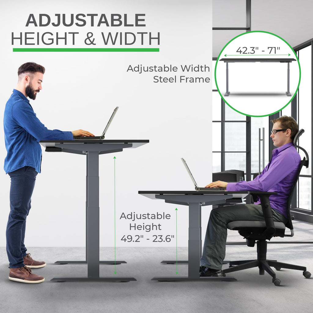 Rise UP Dual Motor Electric Standing Desk 48x30 Black Desktop Premium Ergonomic Adjustable Height sit Stand up Home