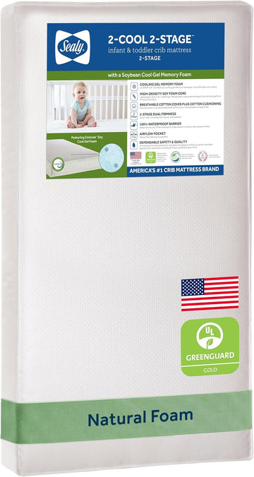 2 Cool 2 Stage Breathable Crib Mattress GREENGUARD Gold Certified, Made in USA, Premium Extra Firm Cooling Foam