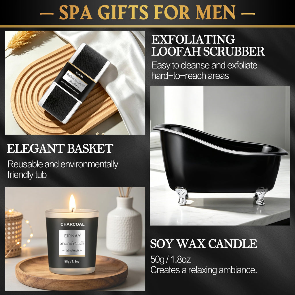 Spa Gifts for Men, Charcoal Bath and Beard Grooming Kit