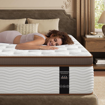 California King Mattress - 14 Inch Hybrid Mattress with Orthopedic Lumbar Support & Motion Isolation - Individually