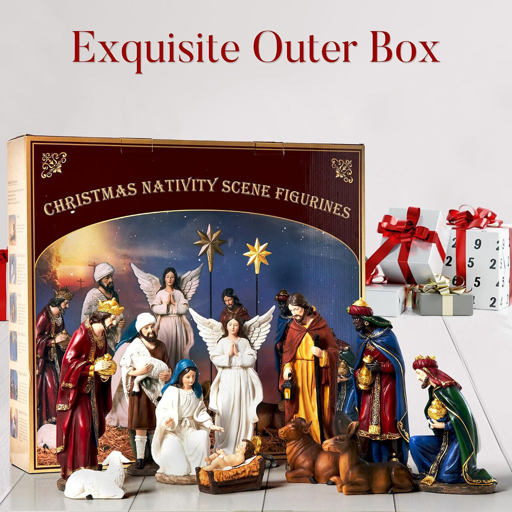 Nativity Sets for Christmas Indoor Set of 13 Pieces 11.8 Inches
