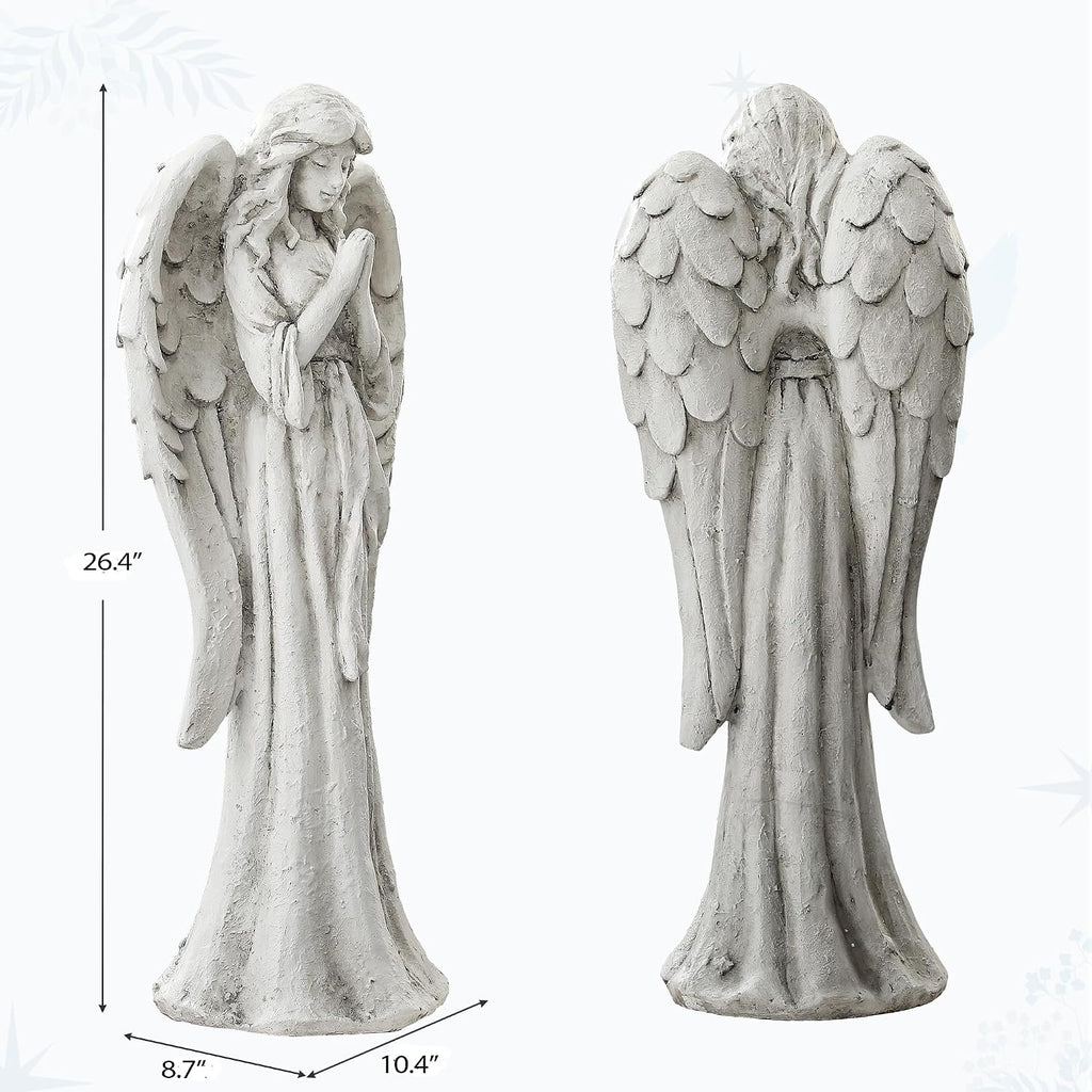 Praying Angel Statue Outdoor, Large Standing Garden Decor Figurine | Catholic Sculpture for Yard, Patio, or Cemetery.