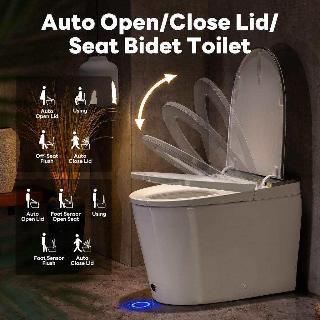 Casta Diva Smart Toilet with Bidet Built in, Auto Open/Close Lid,1000g MaP Flush, Heated Seat & Foam Dispenser