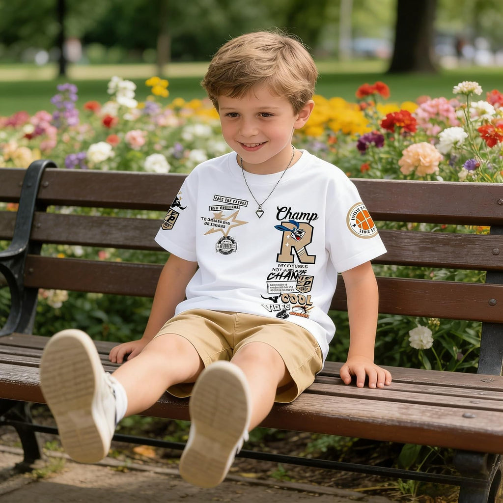 Boys Summer Clothes Short Sleeve Top and Shorts Piece Kids Outfits Boys Sets