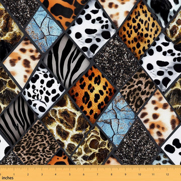 Leopard Print Waterproof Fabric by The Yard Zebra Tiger Stripes African Animals Sk DIY Fabric by The Yard Grid Plaid