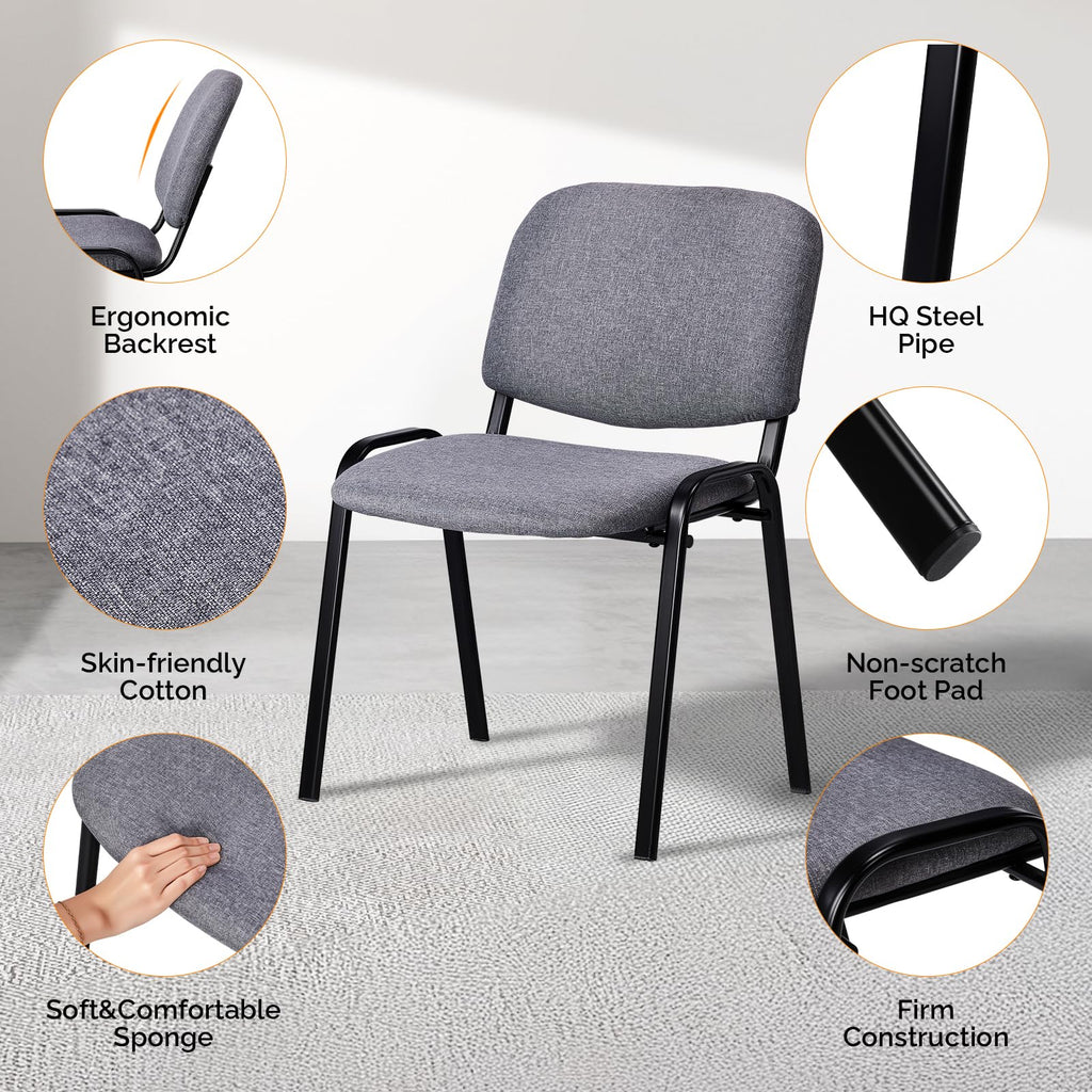 5-Pack Waiting Room Chairs, Stackable Chair, Fabric-Grey