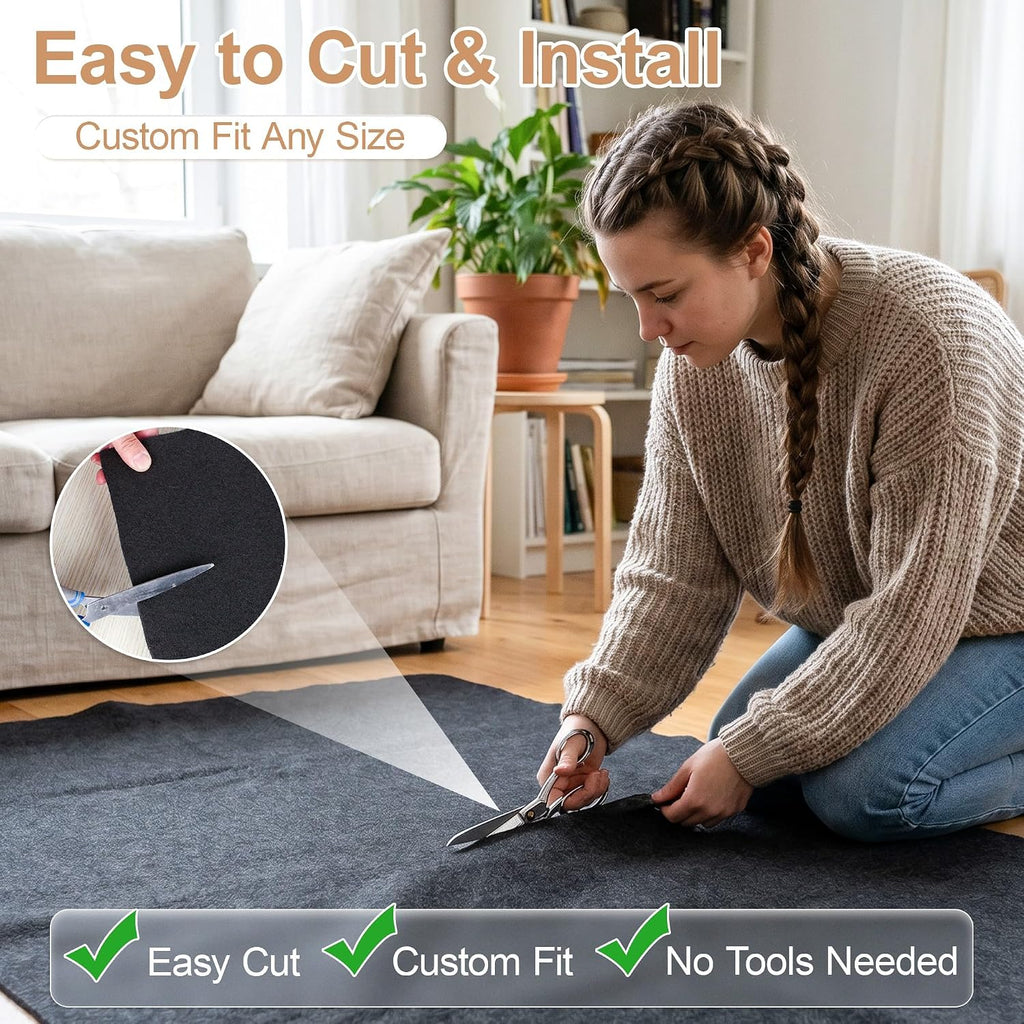5 x 7 Ft 1/8" Thick Felt Rubber Dual Surface Rug Pad, Waterproof Non Slip Rug Padding for Vinyl Plank, Laminate &