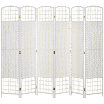 6 Panel Room Divider, Folding Privacy Screen, 5.6', White