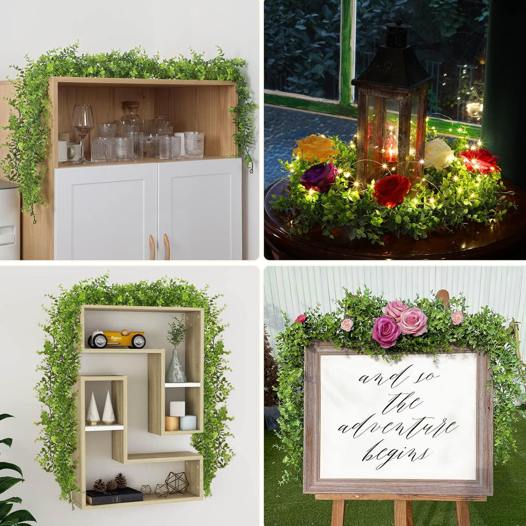 Eucalyptus Garland 12Ft Fake Vines Artificial Greenery Garland - Set of 2